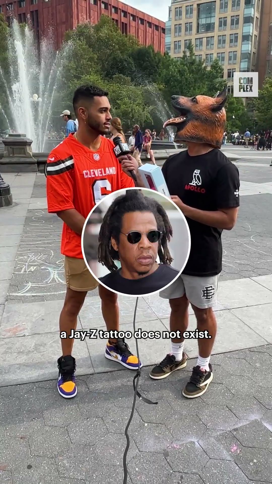 Drake trivia with a dog mask