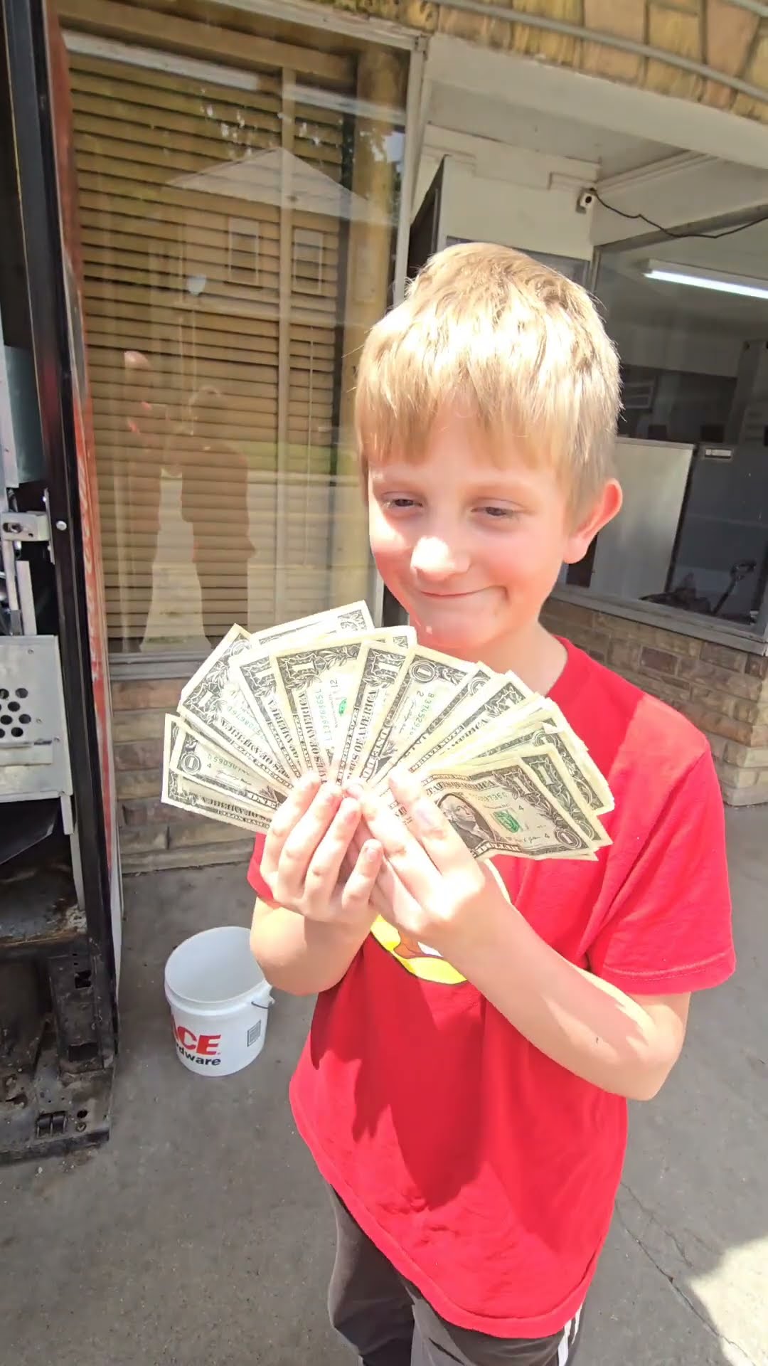 Counting vending machine earnings!