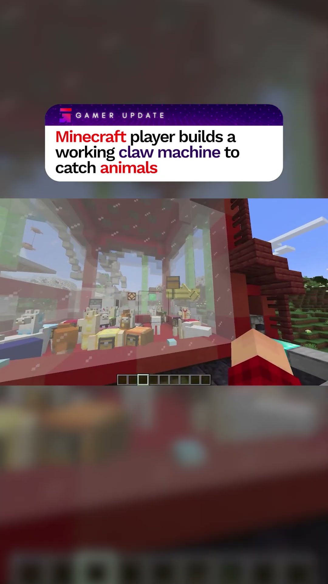 Minecraft player builds a working claw machine to catch animals