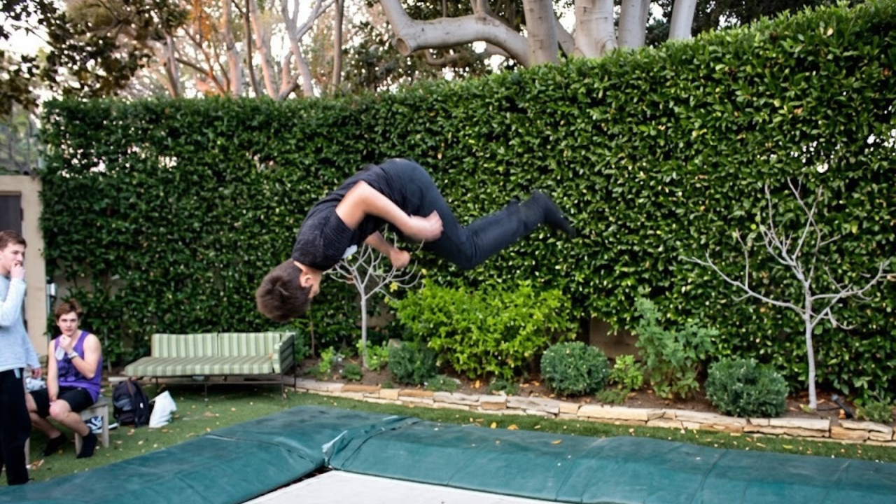 Young trampoline enthusiast shows his Supertramp skills