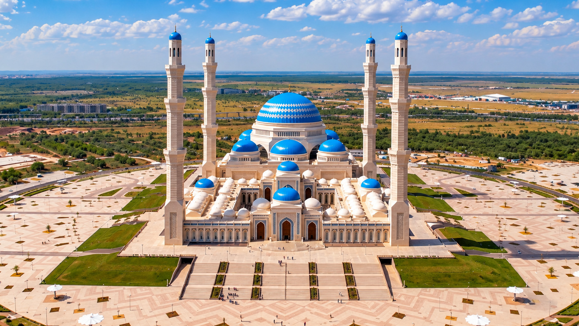 Kazakhstan's grand mosque surrounded by vast open land