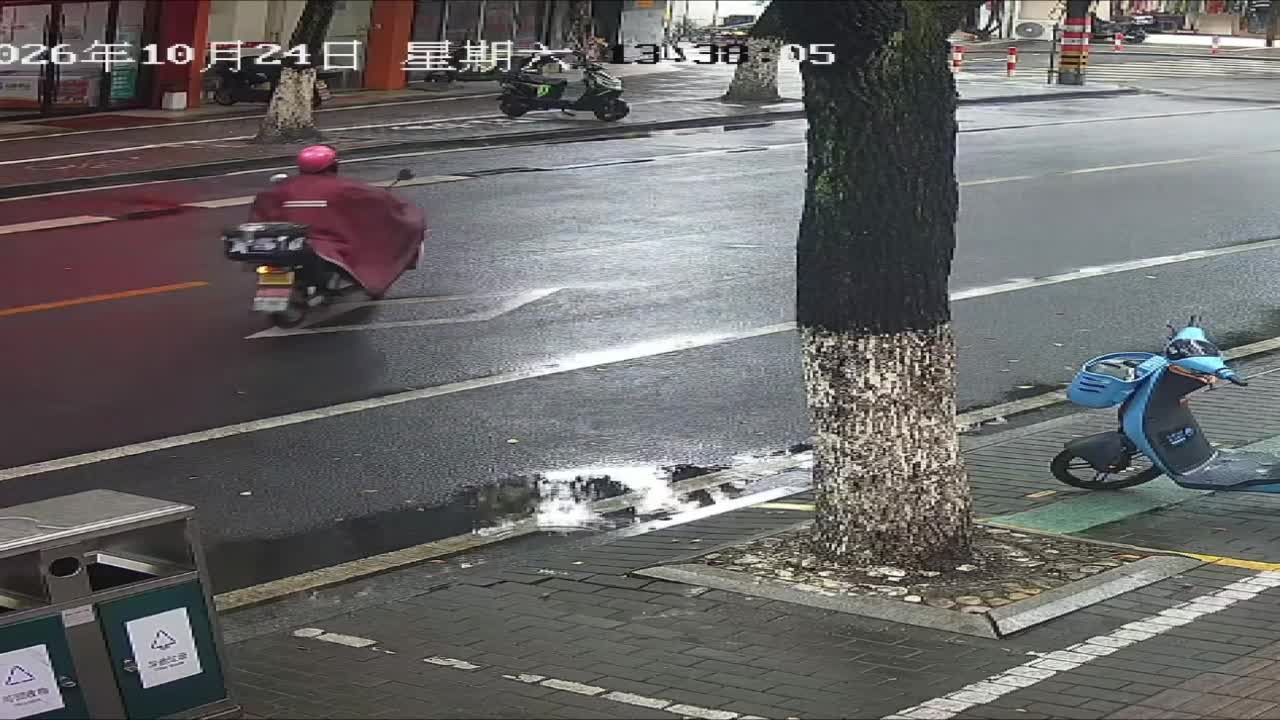Two motorcyclists collide on wet road after one rider loses control in ...