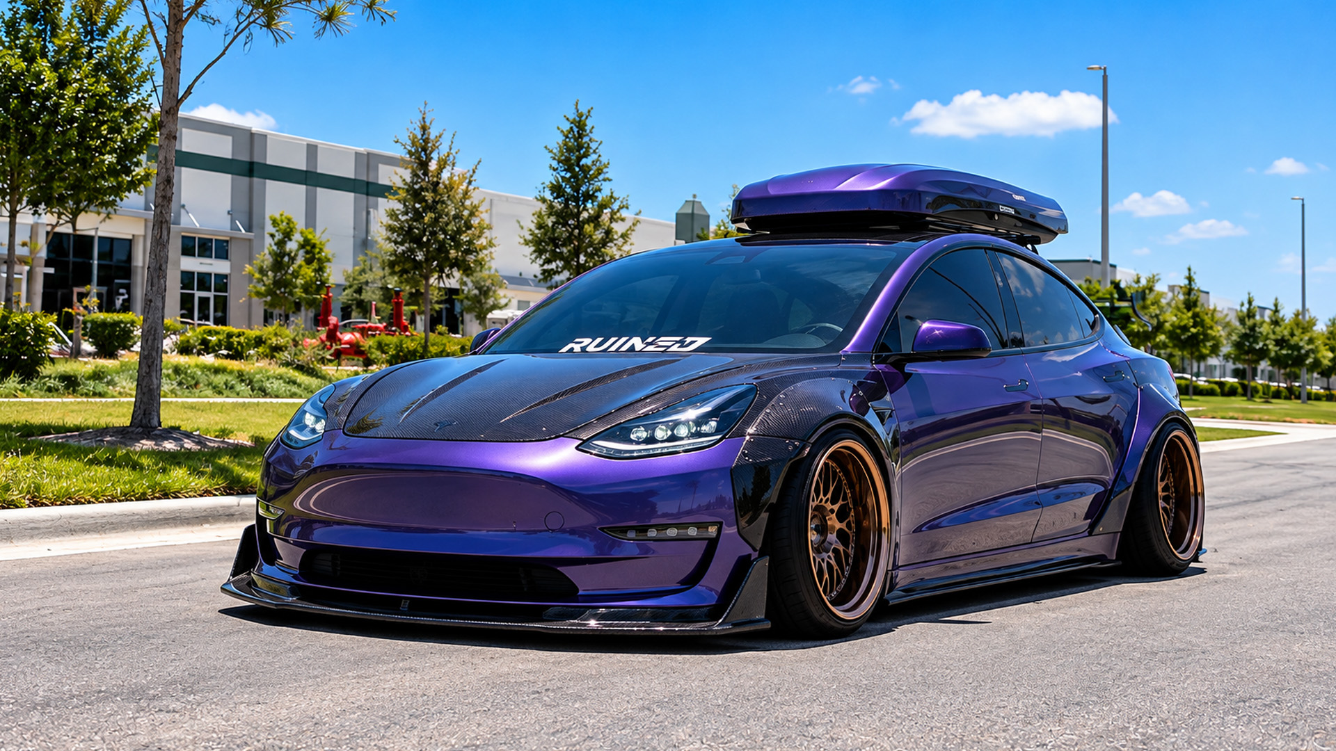 This heavily modified Tesla Model 3 looks nothing like stock