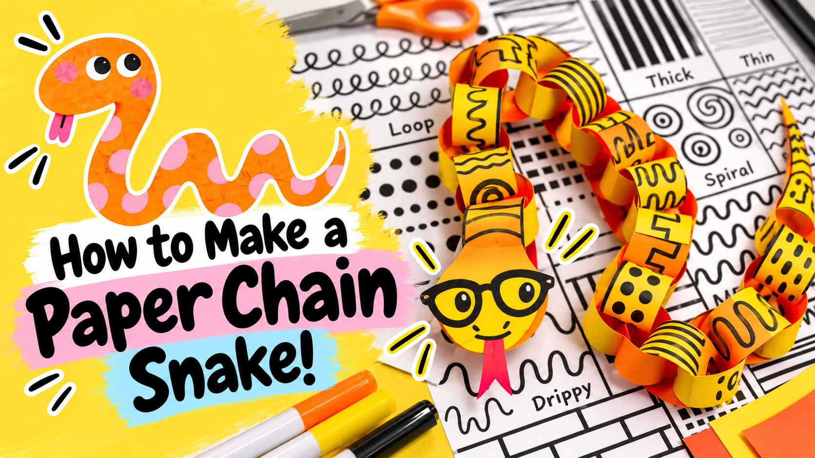 How to make an adorable paper chain snake 🐍🎨 easy paper craft
