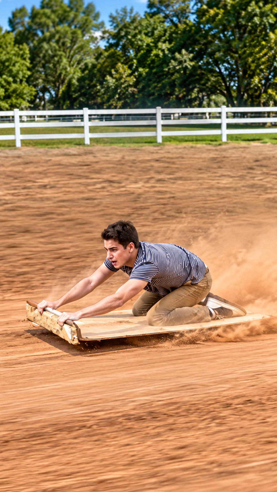 Dirt sliding challenge goes wrong when the rider loses control