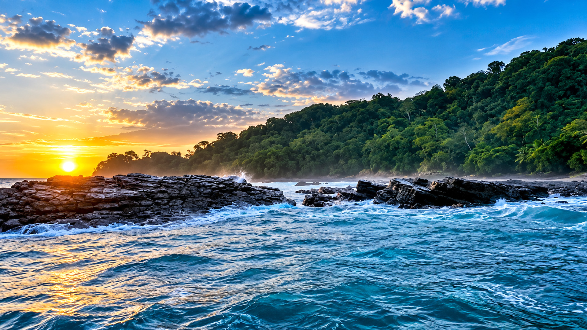 How does the Pacific Ocean shape this rocky coastline?