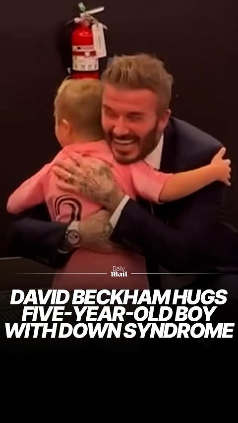 David Beckham hugs five-year-old mascot with Down syndrome