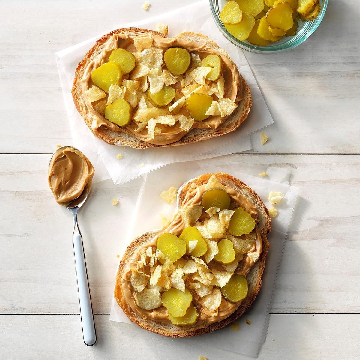 Peanut butter pickle sandwich