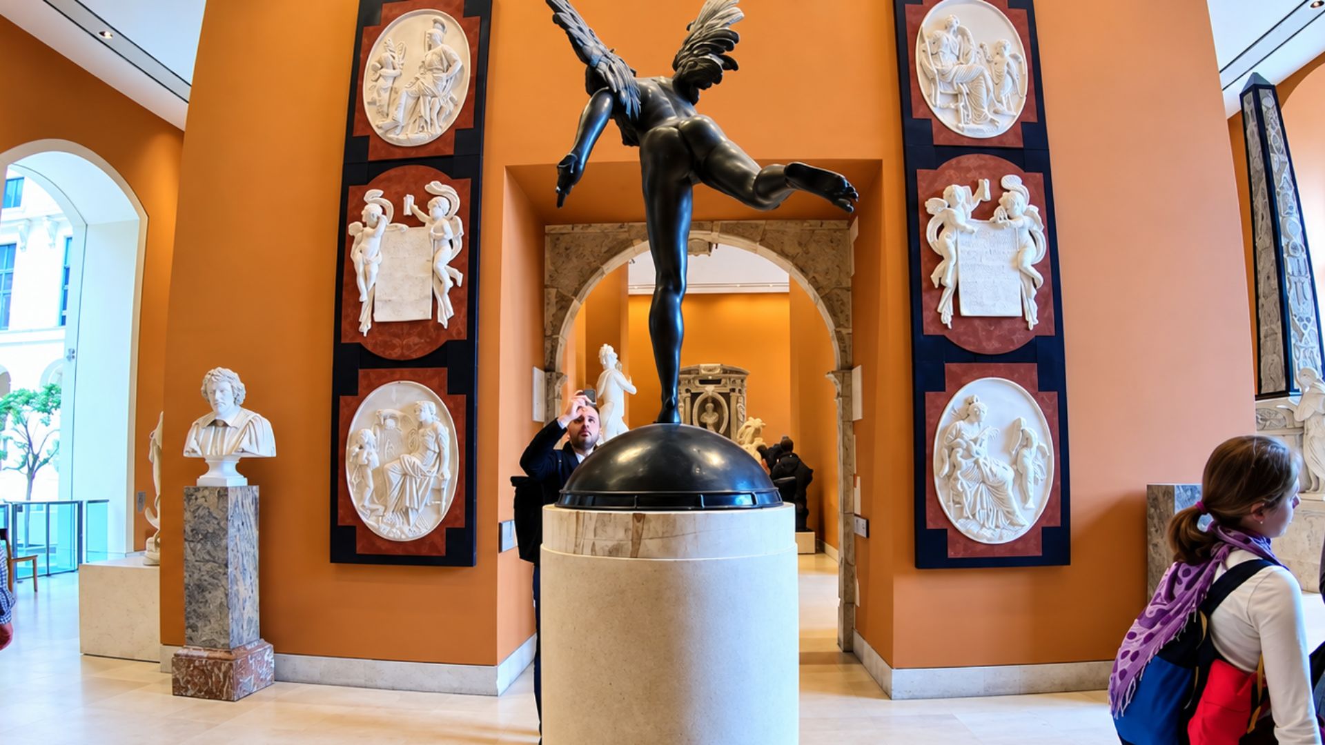Discovering classical sculptures inside the Louvre Museum (4K)