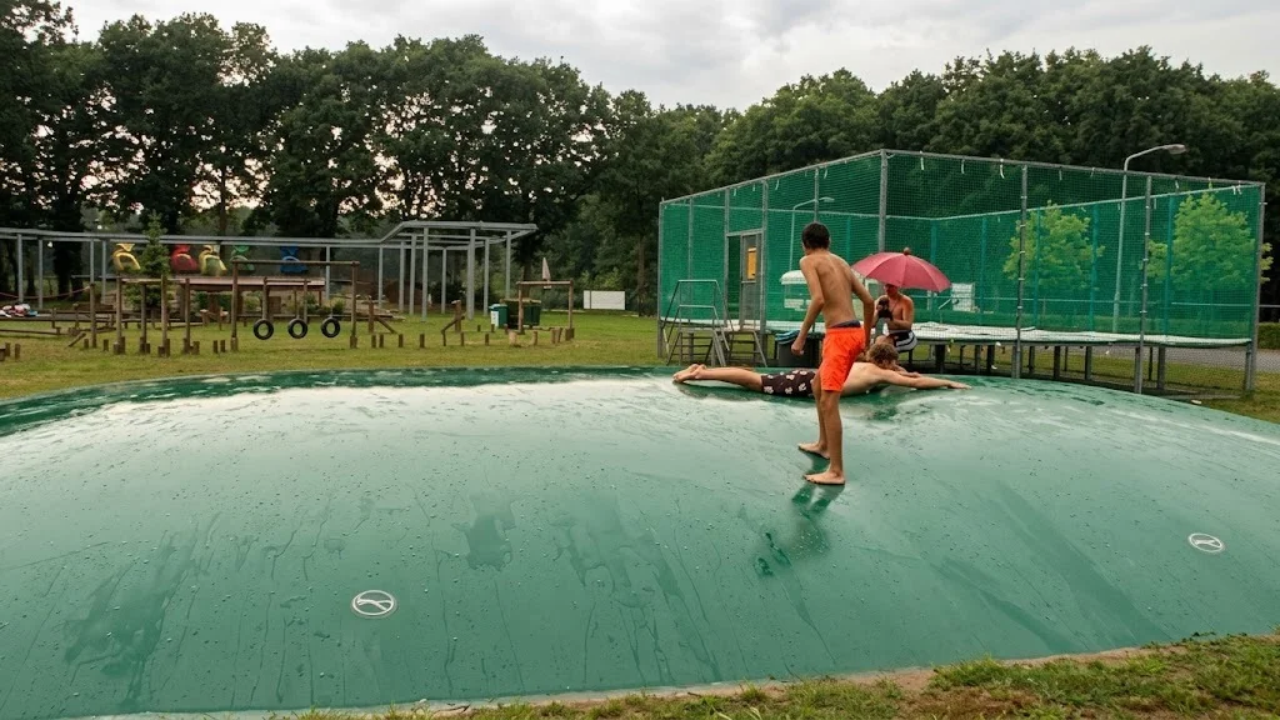 Launching into the water from an epic blob slide