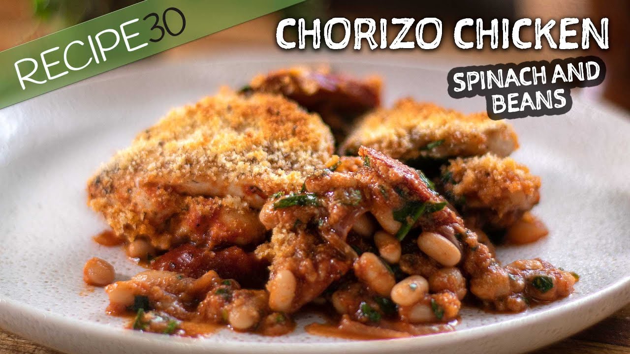 Hungry for a hearty meal? Make chorizo chicken with beans and spinach!