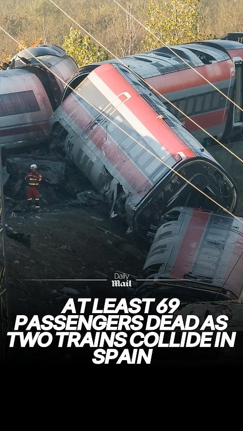 At least 69 passengers dead as two trains collide in Spain