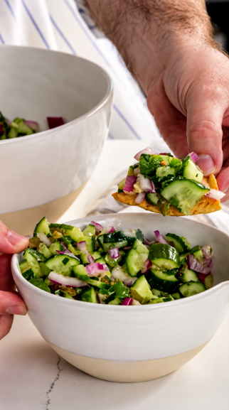 Fresh cucumber salsa for summer snacking