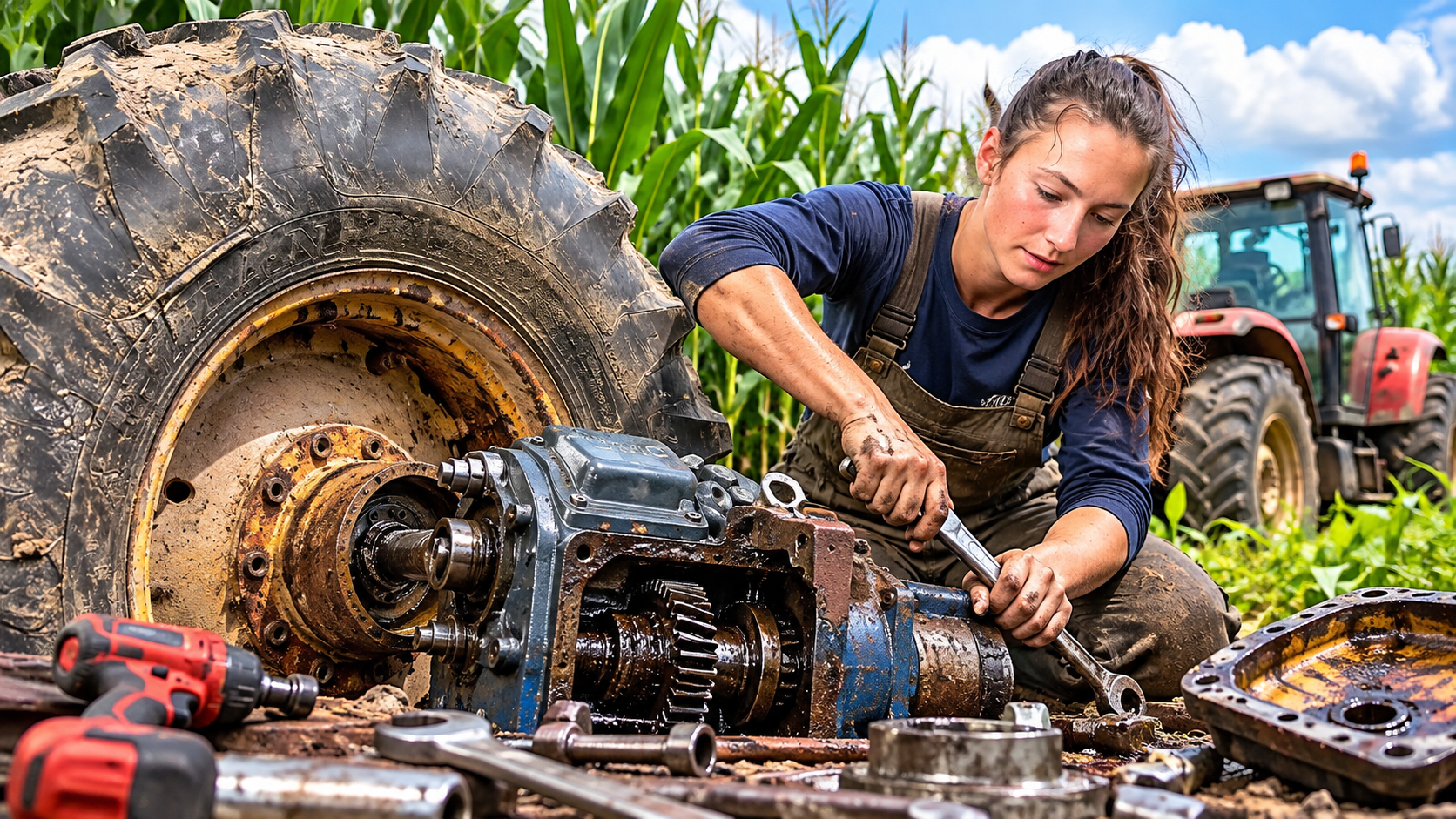 Inspecting a worn and damaged gearbox