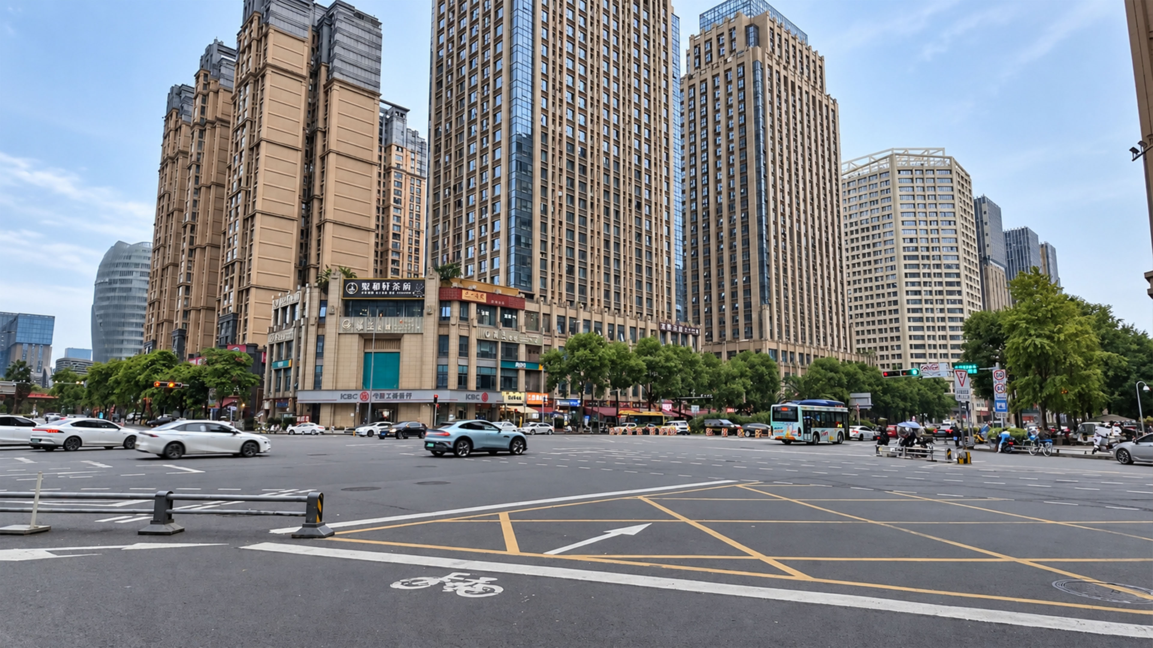 This massive Chinese neighborhood has giant apartment towers along wide ...