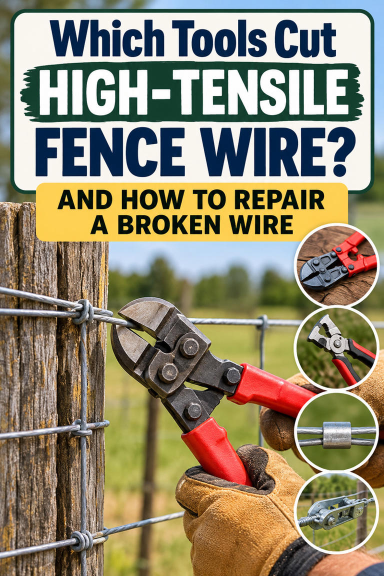 Which tools cut high-tensile fence wire, and how to repair a broken wire