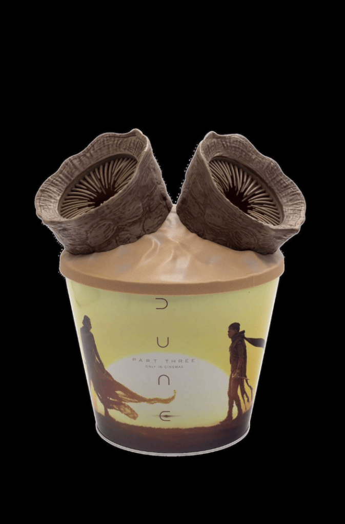 'Dune 3' popcorn bucket has two sandworms