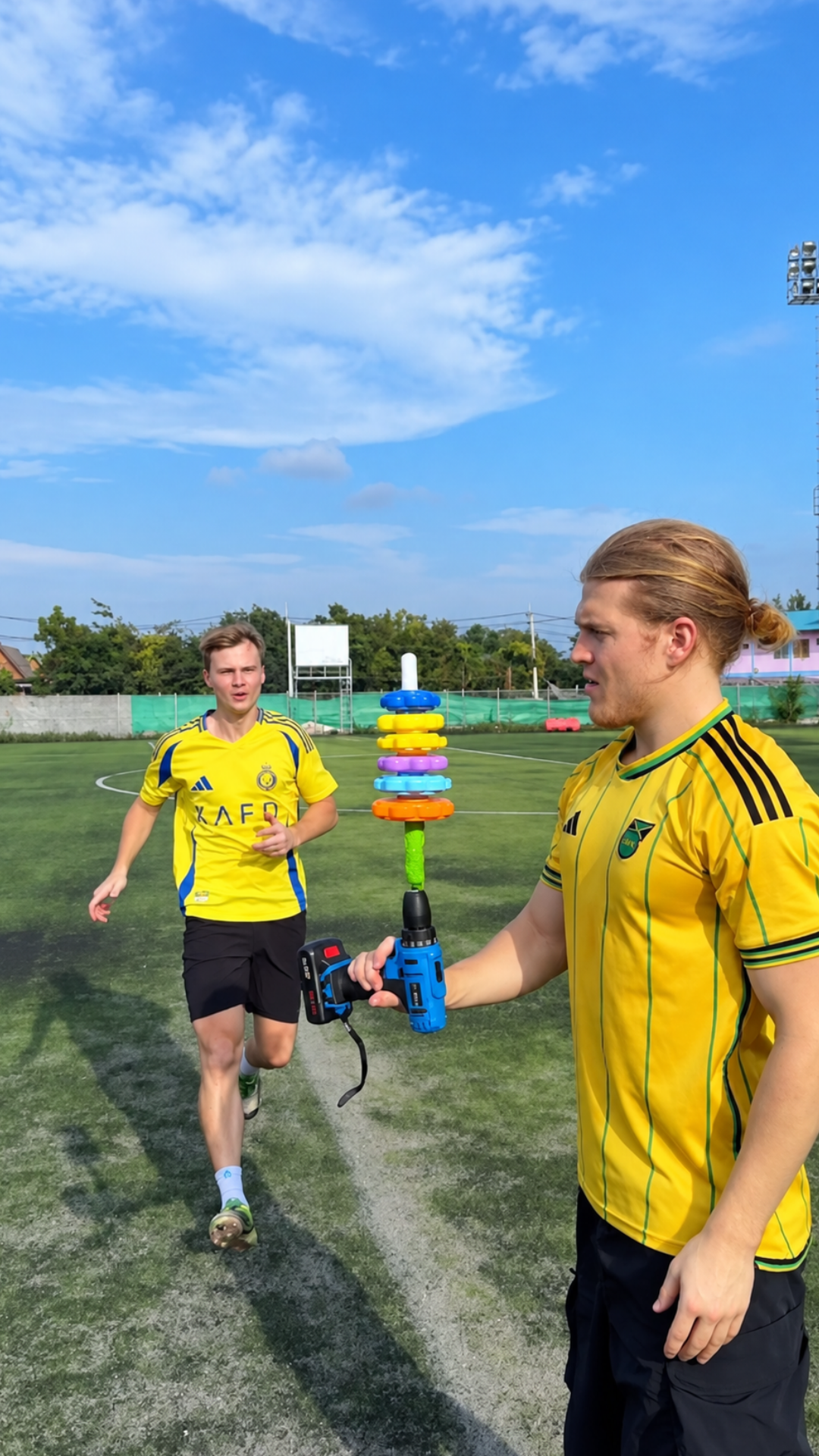 Football players take on a speed and reaction challenge