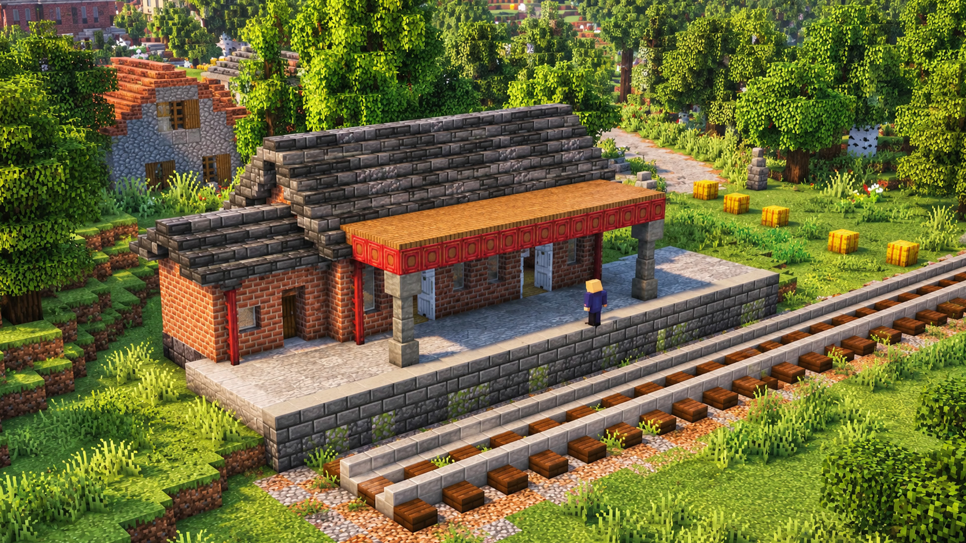 A British village build comes together block by block in Minecraft