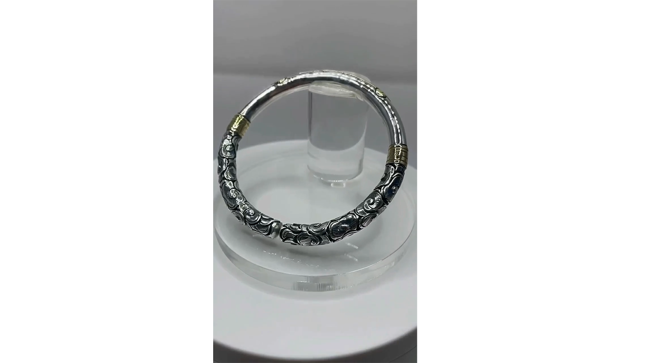 Crafting Silver Into Ornamental Bangle Bracelet Creating Intricate ...
