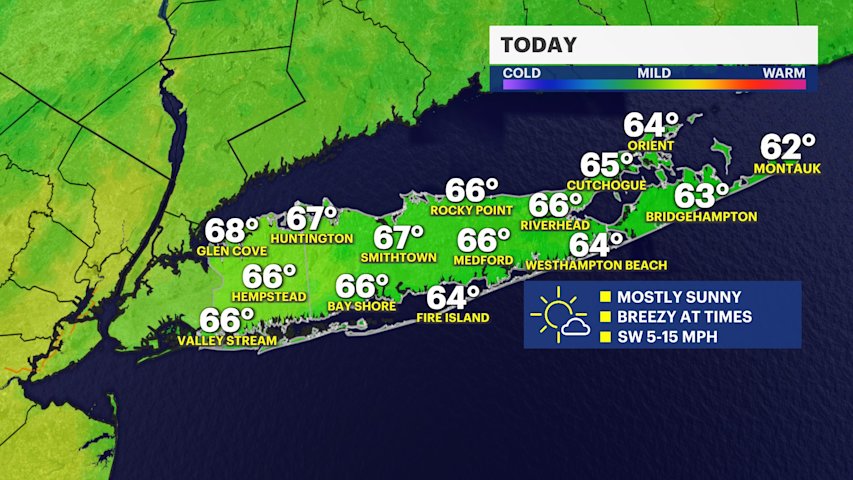 Above average tmeperatures to end the week for Long Island
