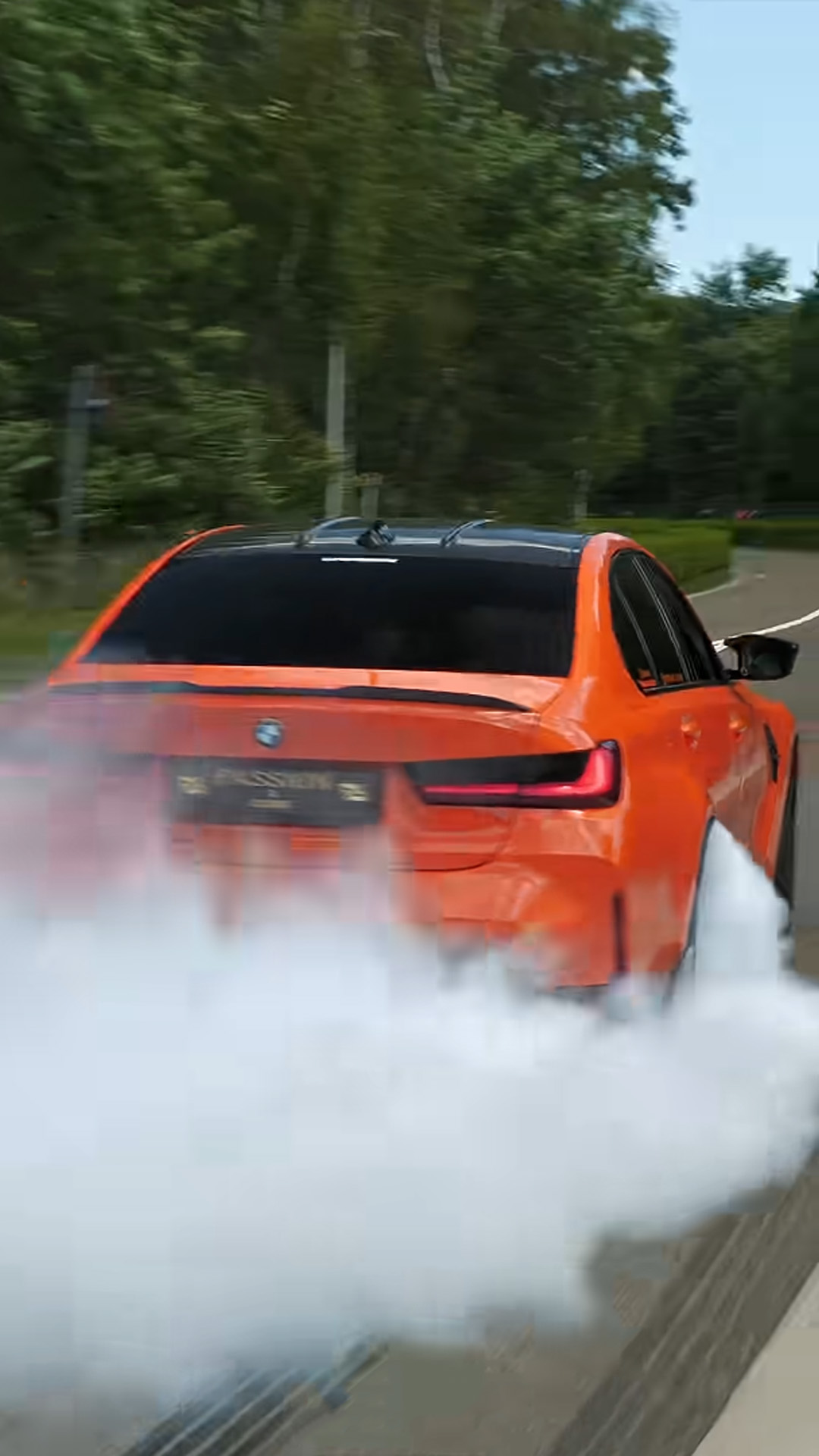 Modified cars accelerating loudly on the street