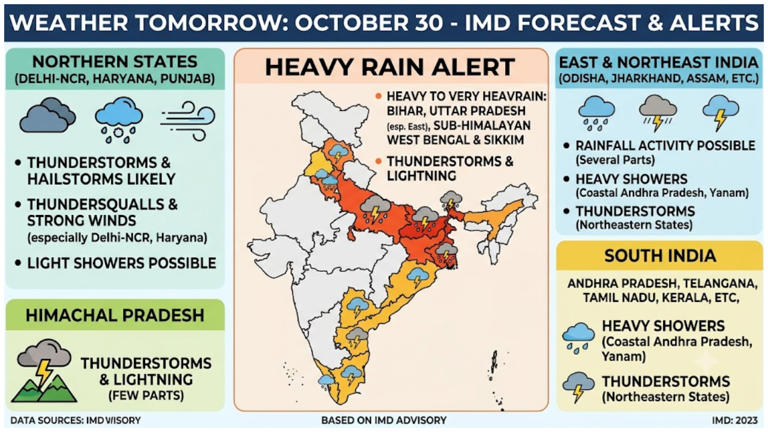 Weather tomorrow October 30: IMD issues heavy rain alert for Bihar ...