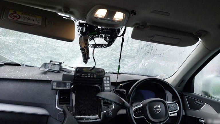 Man sentenced after object from car smashed police vehicle