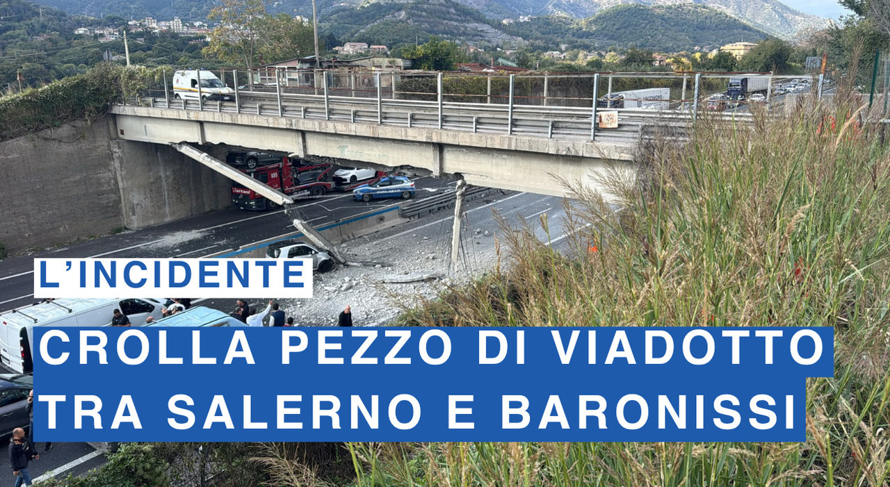 Crollano pezzi di viadotto sull’autostrada tra Salerno e Baronissi ...