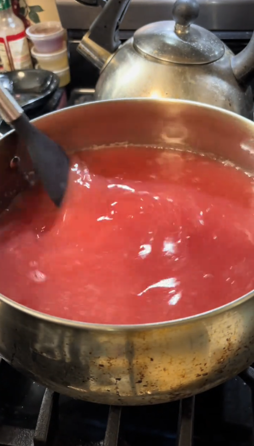 Preparing homemade watermelon lemonade concentrate
