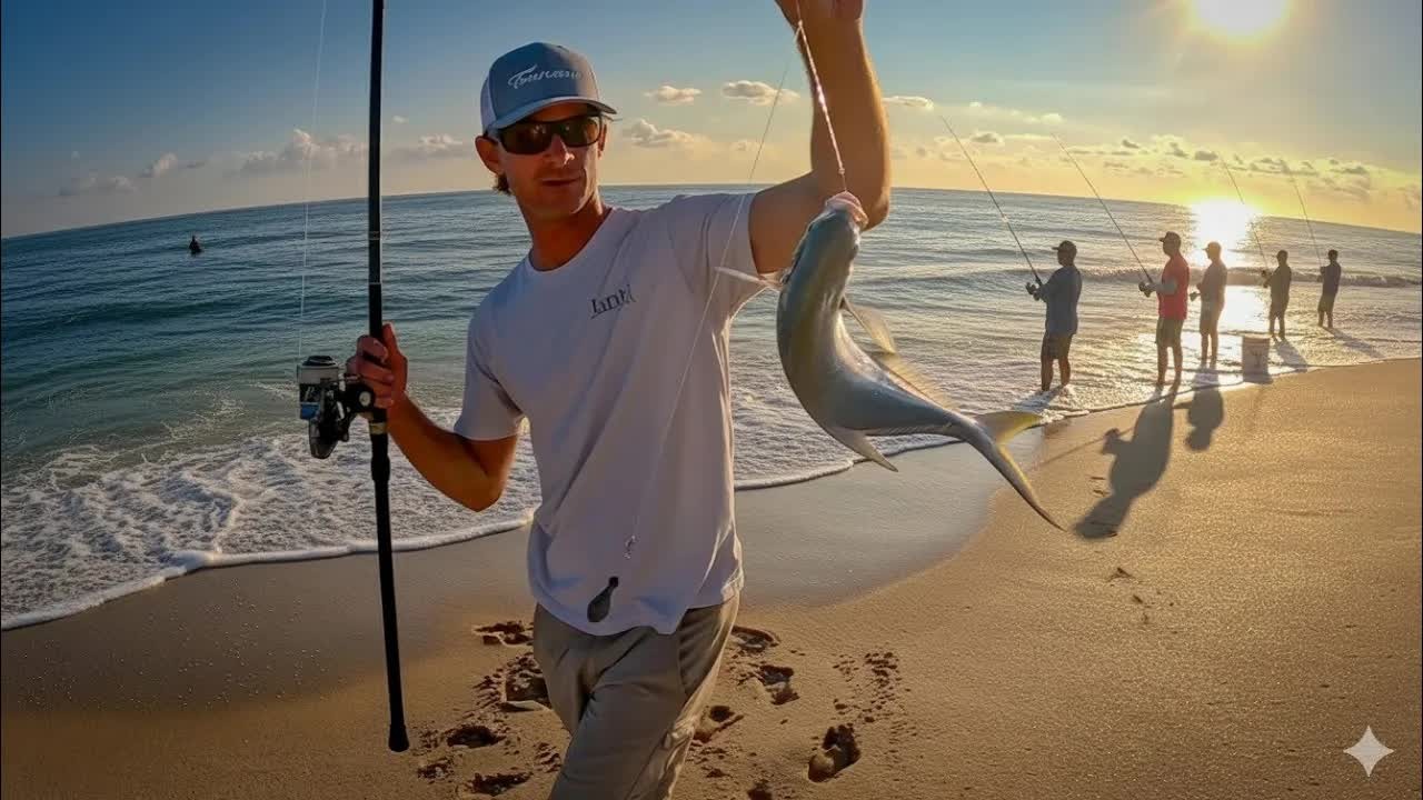 Joey Antonelli ties a pompano rig with a float above two bare hooks
