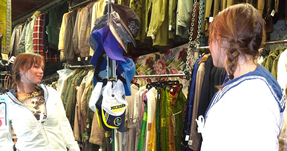 The military surplus store selling vintage uniforms to it girls