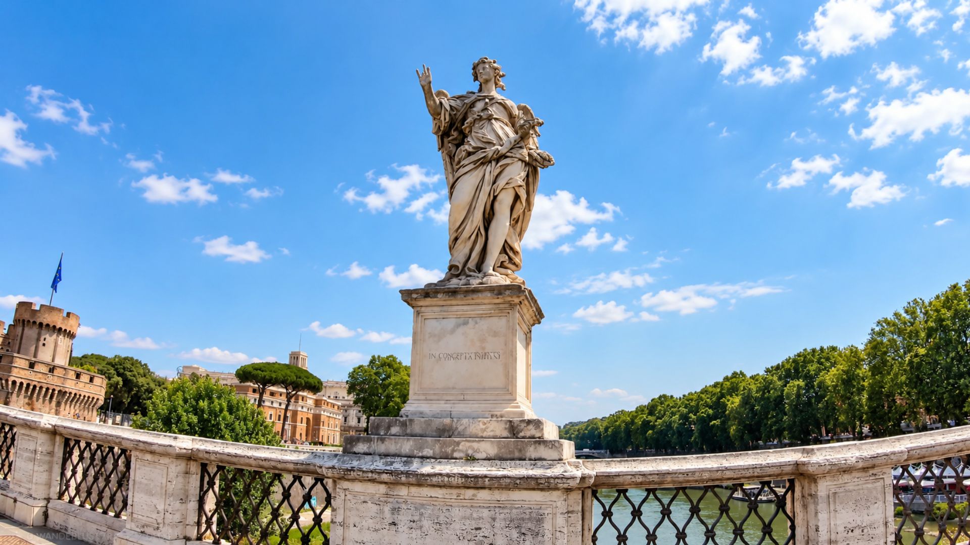Discovering the angel statues near Castel Sant'Angelo in Rome (4K)