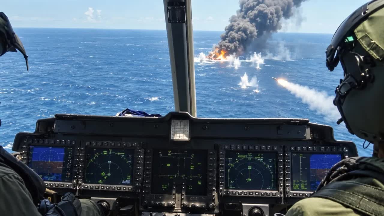 US Navy helicopter fires missiles at a cartel fuel ship - after marines ...