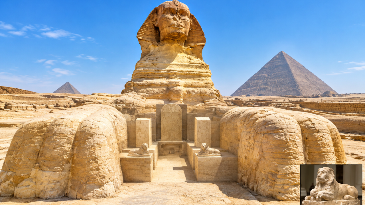 What lay between the Sphinx's paws until the 1820s