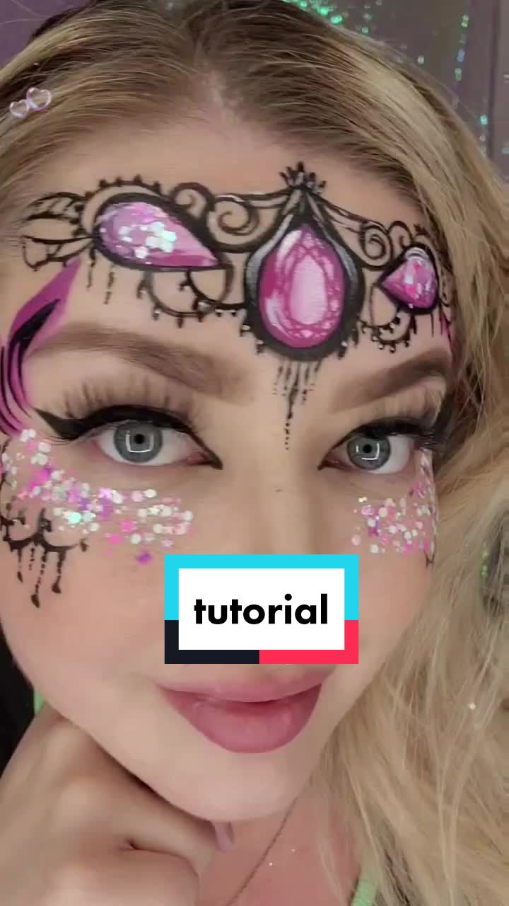 Pretty face art design tutorial with glitter