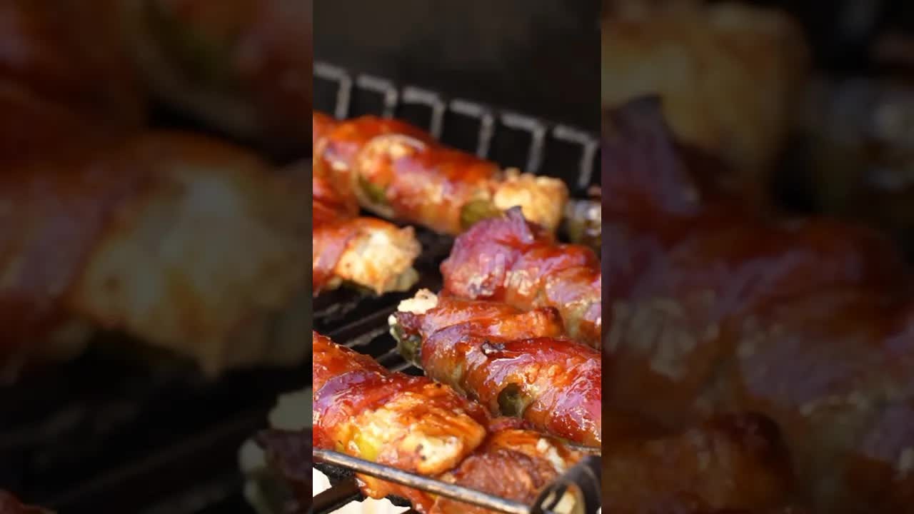 BBQ pickle bombs with cream cheese, cheddar and bacon