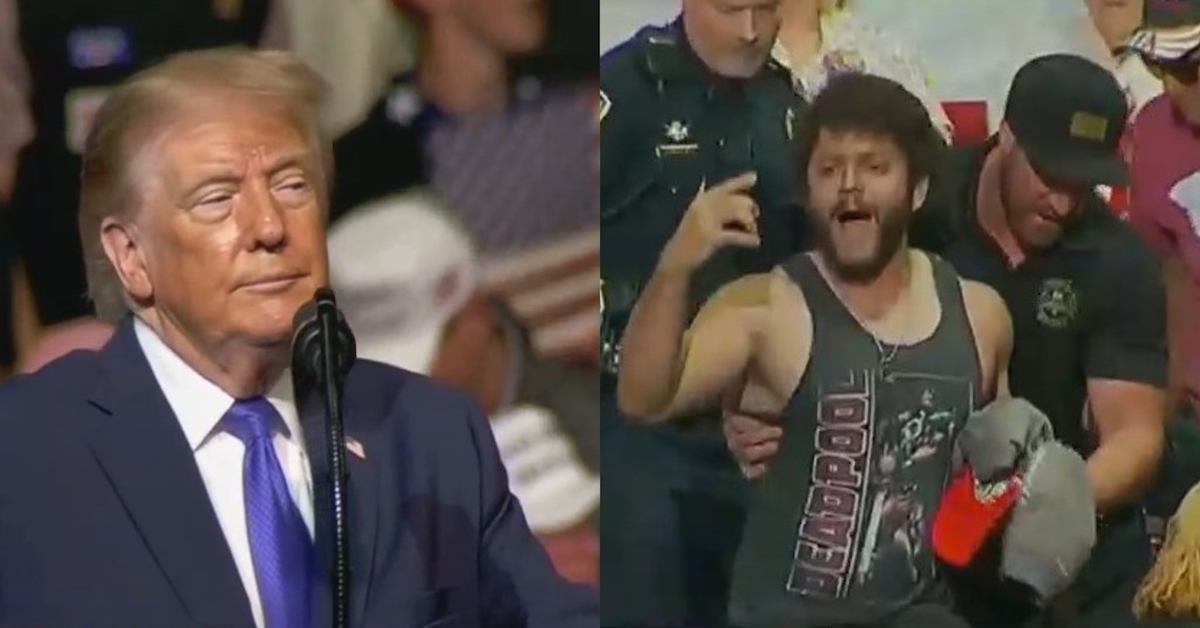 Sloppy-looking guy! Trump blasts screaming heckler being removed from ...