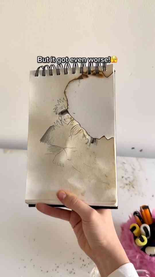 A torn drawing turned into a creative disaster