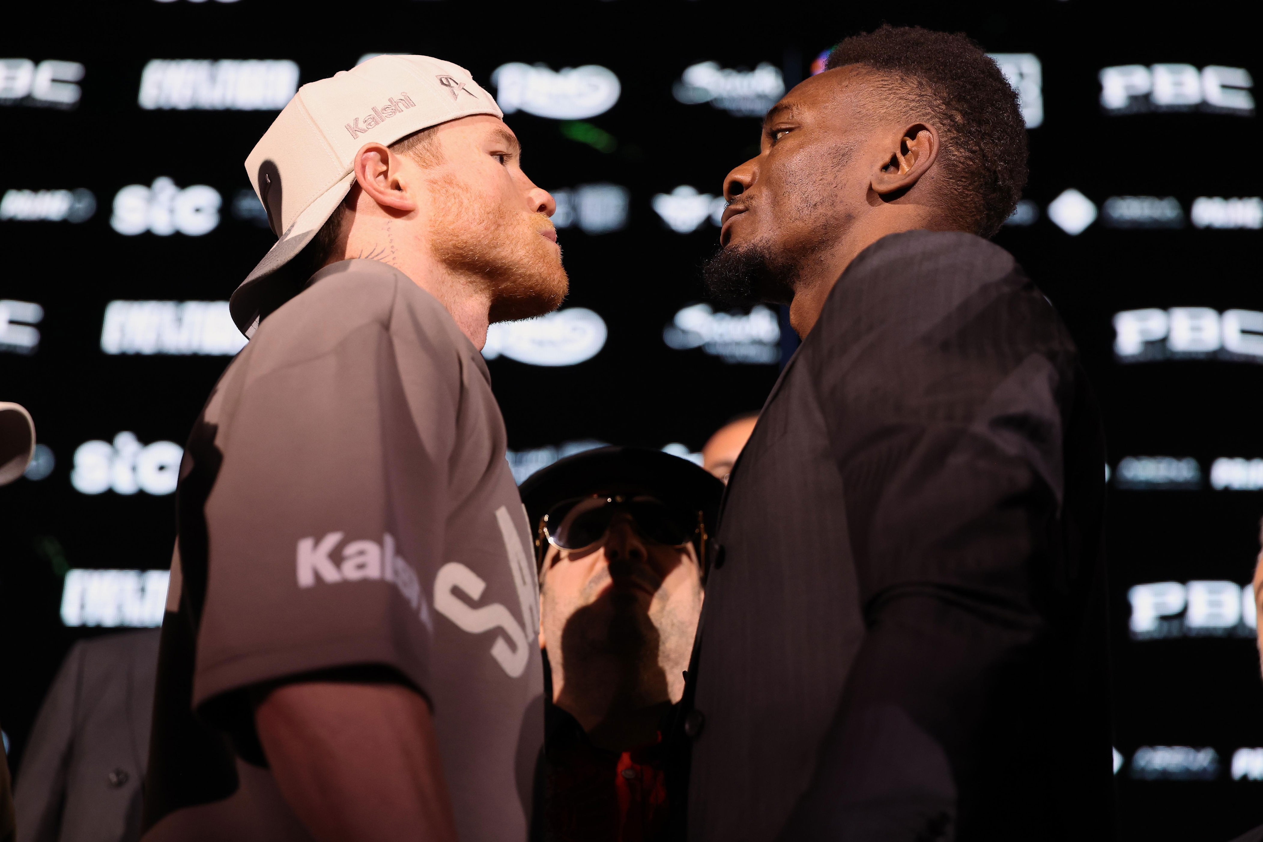 Face off! Canelo Alvarez, Christian Mbilli staredown video ahead of Halloween title fight in Riyadh
