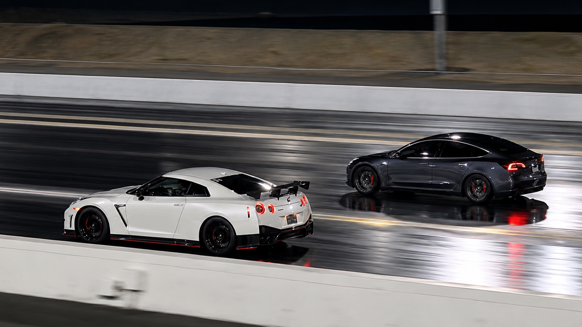 Watch a Tesla Model 3 drag race a Nissan GT-R Nismo and a Camaro ZL1