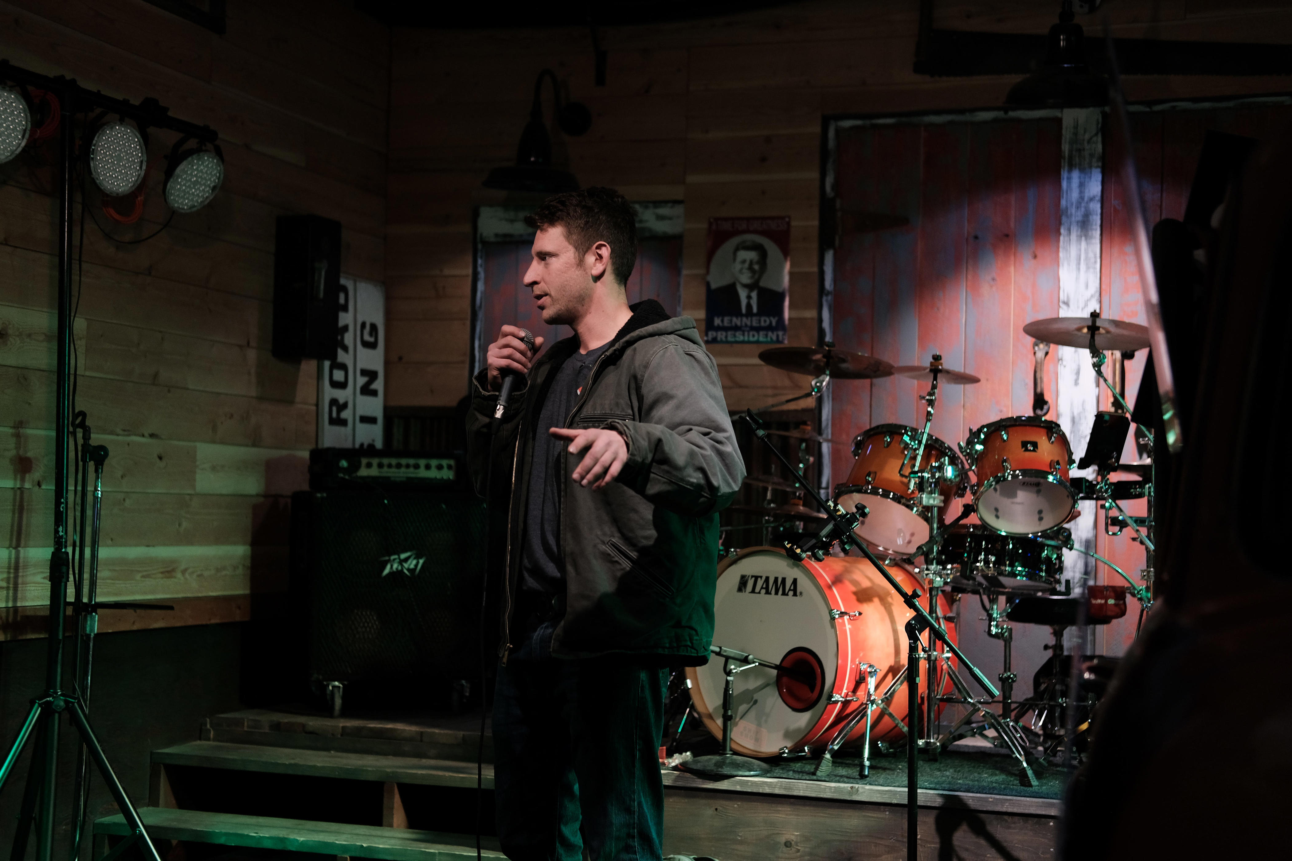 Sam Forstag speaks to supporters at a campaign event in Butte, Montana, on Oct. 24, 2026.