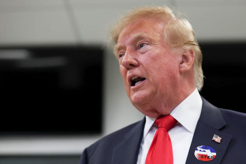 US President Donald Trump speaks on the day he casts his ballot in the 2026 midterm elections at the Palm Beach County Supervisor of Elections office in West Palm Beach, Florida, US, October 24, 2026. REUTERS/Umit Bektas