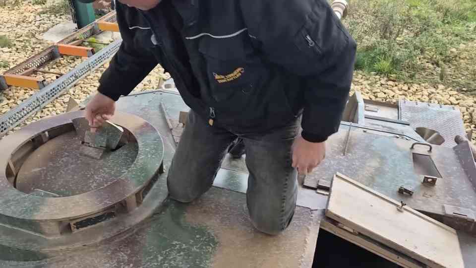 A StuG replica's driver could see only through a narrow slit