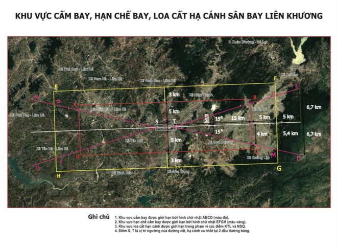 Bản đồ cấm bay flycam khu vực sân bay Liên Khương và Phan Thiết lên Google Earth