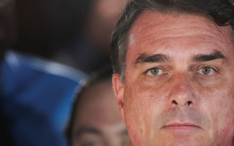 Brazilian presidential candidate Flavio Bolsonaro of the Liberal Party (PL) looks on as he speaks after losing the presidential runoff election, in Brasilia, Brazil October 25, 2026. REUTERS/Agustin Marcarian/File Photo
