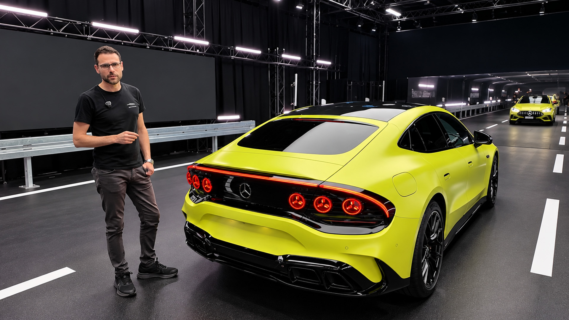 Mercedes-AMG GT 4-door showcases a wide and sporty rear body design