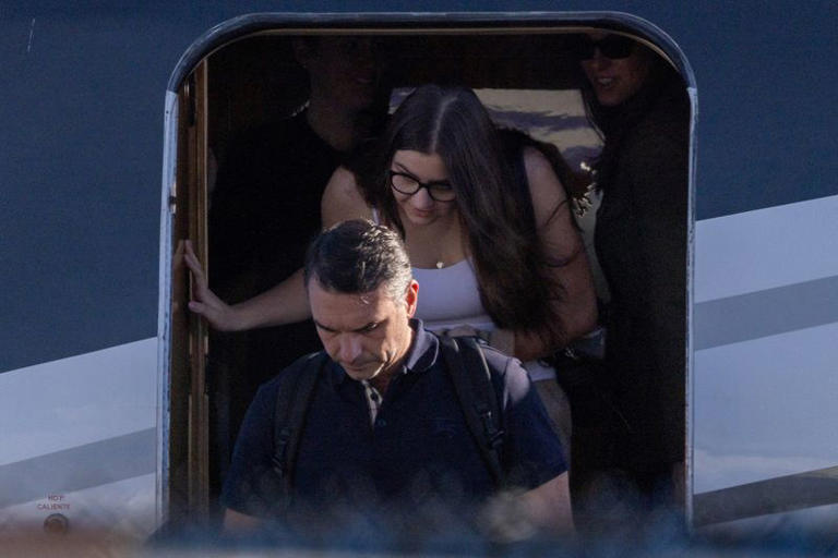 FILE PHOTO: Brazilian Senator Flavio Bolsonaro disembarks from a plane after arriving at Opa-locka Executive Airport near Miami, Florida, US, October 28, 2026. REUTERS/Eva Marie Uzcategui/File Photo