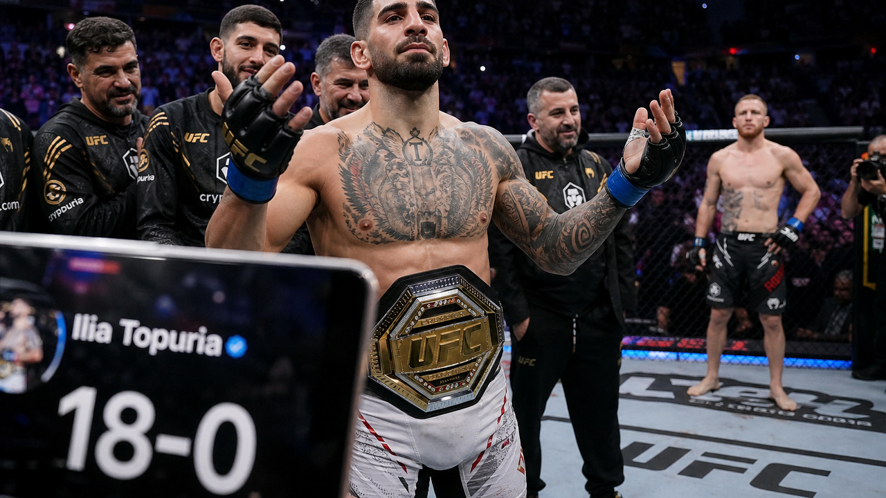 Ilia Topuria celebrated 18-0 before Justin Gaethje ended his unbeaten ...