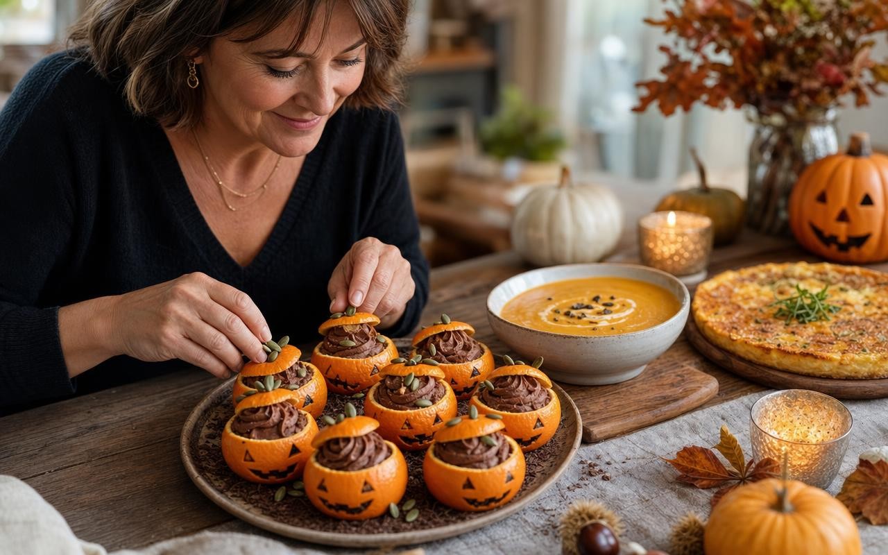 Videz des clémentines, garnissez-les de mousse au chocolat : le dessert ...